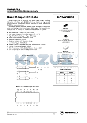 MC74VHC32ML2 datasheet - Quad 2-Input OR Gate