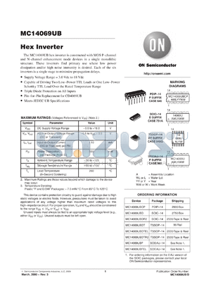 MC14069UBFL1 datasheet - Hex Inverter