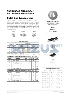 SN74LS640MR1 datasheet - Octal Bus Transceivers