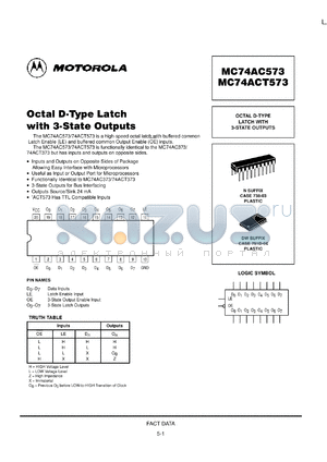 MC74AC573ML1 datasheet - Octal D Type Latch with 3 State Outputs