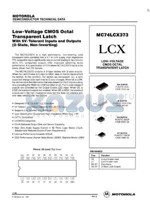 MC74LCX373TDT datasheet - Low Voltage CMOS Octal transparent Latch with 5V-Tolerant Inputs and Outputs (3-state, Non-Inverting)