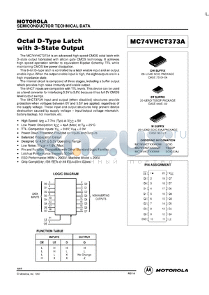 MC74VHCT373AMEL datasheet - Octal D-Type Latch (TTL Compatible)