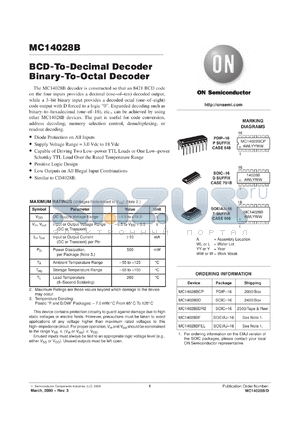 MC14028BFL1 datasheet - BCD-to-Decimal Decoder/Binary-to-Octal Decoder