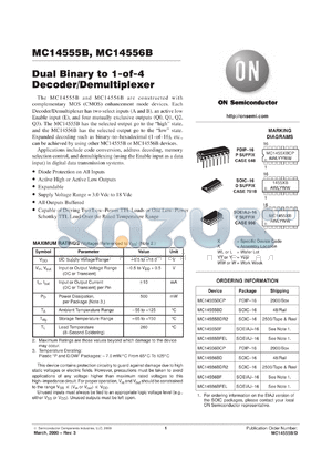 MC14555BFL1 datasheet - Dual Binary to 1-of-4 Decoder/Demultiplexer