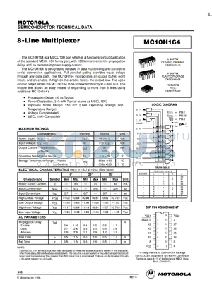 MC10H164MR1 datasheet - 8-Line Multiplexer