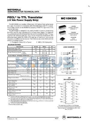 MC10H350MR2 datasheet - PECL* to TTL Translator