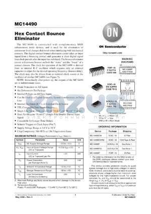 MC14490FL1 datasheet - Hex Contact Bounce Eliminator