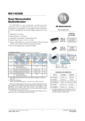 MC14528BFR1 datasheet - Dual Monostable Multivibrator