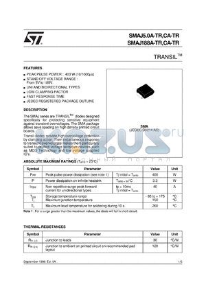 SMAJ6V5CA-TR datasheet - TRANSIL