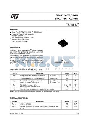 SMCJ5V0A-TR datasheet - TRANSIL