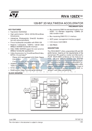 STG3005A2S datasheet - 128-BIT 3D MULTIMEDIA ACCELERATOR