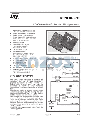 STPCD01 datasheet - STPC CLIENT DATASHEET / PC COMPATIBLE EMBEDED MICROPROCESSOR