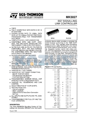 MK5027Q datasheet - SS7 SIGNALLING LINK CONTROLLER