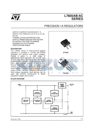 L7805ABD2T datasheet - PRECISION 1A REGULATORS