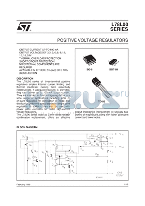 L78L05ABD datasheet - POSITIVE VOLTAGE REGULATORS