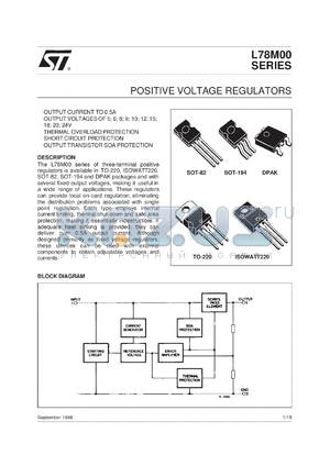 L78M06CDT datasheet - POSITIVE VOLTAGE REGULATORS