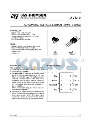 AVS10-CBI datasheet - AUTOMATIC VOLTAGE SWITCH