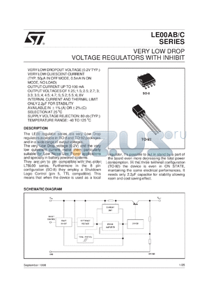 LE120ABZ datasheet - VERY LOW DROP VOLTAGE REGULATORS WITH INHIBIT