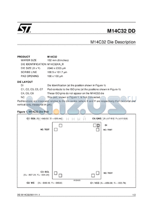 M14C32_DD datasheet - M14C32 DIE DESCRIPTION