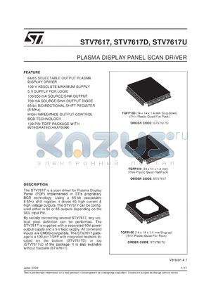 STV7617DU datasheet - PLASMA DISPLAY PANEL - LOW VOLTAGE SCAN DRIVER