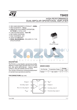 TSH22ID datasheet - HIGH PERFORMANCE DUAL BIP OP-AMPS