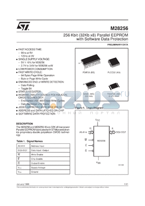 M28256-W datasheet - 256K (32K X8) PARALLEL EEPROM WITH SOFTWARE DATA PROTECTION