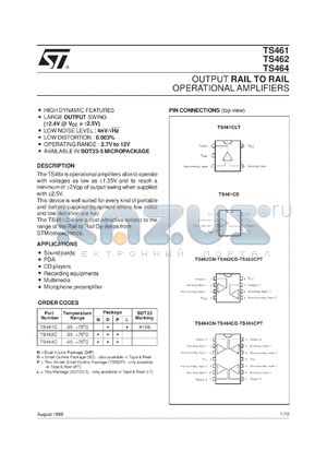 TS462ID datasheet - OUTPUT RAIL TO RAIL OP-AMPS