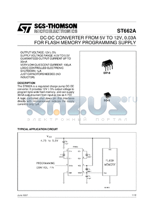 ST662ACD datasheet - DC-DC CONVERTER FROM 5V TO 12V, 0.03A FOR FLASH MEMORY PROGRAMMING SUPPLY