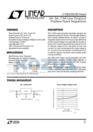 LT1083-FIXED datasheet - 7.5, 5A, 3A Low Dropout Positive Fixed Regulators