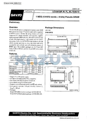 LC338128M-70 datasheet - 1 MEG (131072 words x 8 bit) pseudo-SRAM