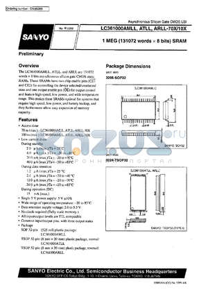 LC361000AMLL-70X datasheet - 1 MEG (131072 words x 8 bits) SRAM