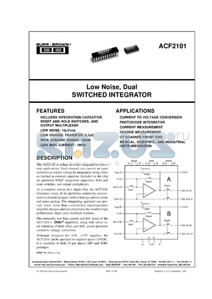 ACF2101BU/1K datasheet - Low Noise, Dual Switched Integrator