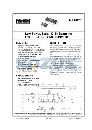 ADS7812UB/1K datasheet - Low-Power, Serial 12-Bit Sampling Analog-To-Digital Converter