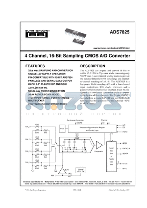 ADS7825UB/1K datasheet - 4 Channel, 16-Bit Sampling CMOS A/D Converter