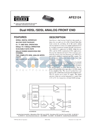 AFE2124E/1K datasheet - Dual HDSL/SDSL Analog Front End