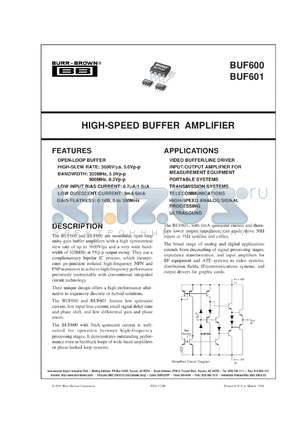 BUF601AU/2K5 datasheet - High-Speed Buffer Amplifier