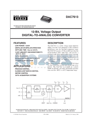 DAC7613EB/1K datasheet - 12-Bit, Voltage Output Digital-To-Analog Converter