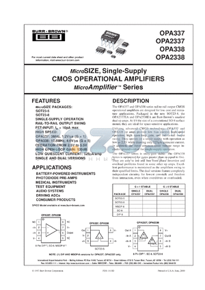 OPA337NA/250 datasheet - MicroSIZE, Single-Supply CMOS Operational Amplifier MicroAmplifier™ Series