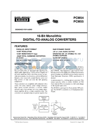 PCM55HP/1K datasheet - 16-Bit Monolithic Digital-to-Analog Converter