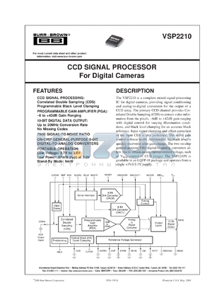 VSP2210Y/2K datasheet - CCD Signal Processor For Digital Cameras