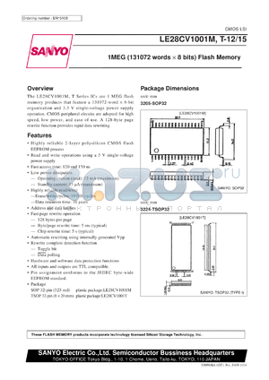 LE28CV1001M-15 datasheet - 1MEG (131072words x 8bit) flash memory