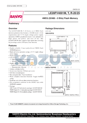 LE28FV4001T-20 datasheet - 4MEG (524288words x 8bit) flash memory