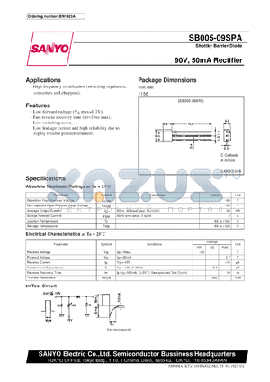 SB005-09CPA datasheet - Shottky barrier diode, 90V/50mA rectifier