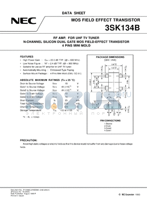 3SK134B-T2 datasheet - Dual-gate MOS FET