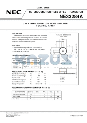 NE33284A-T1B datasheet - N-channel heterojunction field-effect transistor