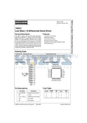 100311QIX datasheet - Low Skew 1:9 Differential Clock Driver