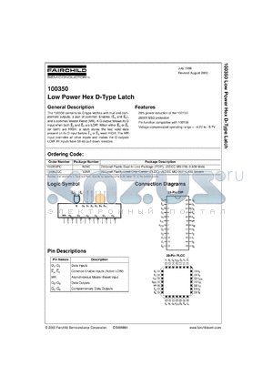 100350DC datasheet - Low Power Hex D-Type Latch