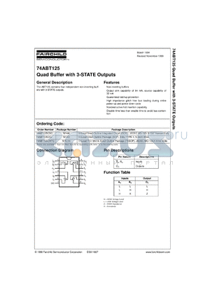 74ABT125CSCX datasheet - Quad Buffer with 3-STATE Outputs