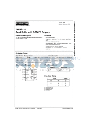 74ABT126CSCX datasheet - Quad Buffer with 3-STATE Outputs