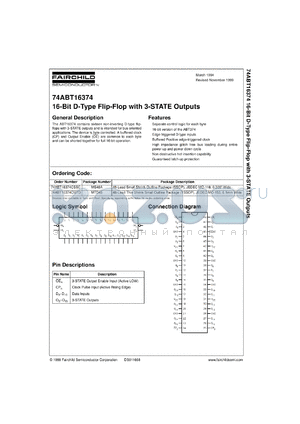 74ABT16374CSSCX datasheet - 16-Bit D Flip-Flop with 3-STATE Outputs